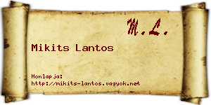 Mikits Lantos névjegykártya